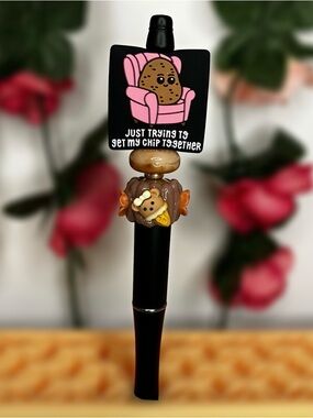 Trying To Get My Chip Together Funny Sassy Handmade Beaded Pen